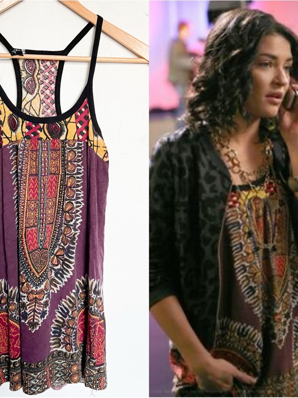 VTG Truly Madly Deeply Tank Tunic Top S Geometric Boho Gossip Girl Y2K Ethnic
